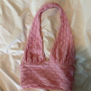 Pink Textured Halter Top